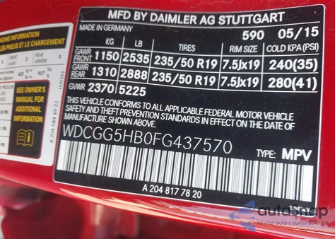 2015 Mercedes-Benz Glk 350 z USA, uszkodzony, nr VIN WDCGG5HB0FG437570